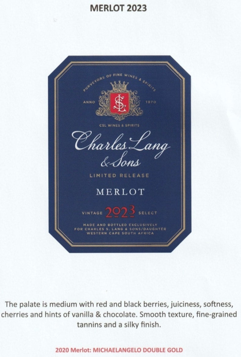 Charles Lang & Sons Merlot (6x750ml Bottles - 6-10 cases) | AK Wine